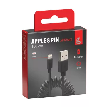Kábel USB/ Apple 100cm spirál töltő+adat Lampa