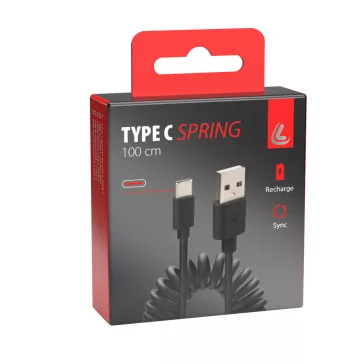Kábel USB/C 100cm spirál töltő+adat Lampa