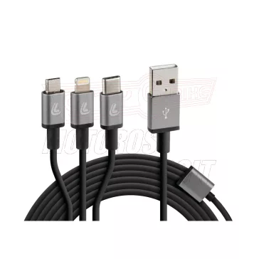 Kábel USB/C+micro+lightning 100cm töltő Lampa