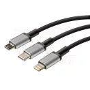 Kábel USB/C+micro+lightning 100cm töltő Lampa