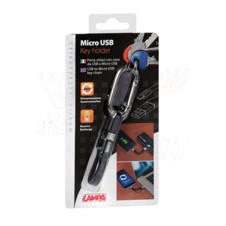 Kulcstartós MICRO USB töltő+adat kábel 10cm Lampa