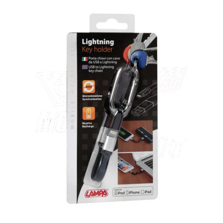 Kulcstartós APPLE töltő+adat kábel 10cm Lampa