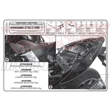 Csomagtartó alap Kawasaki Z 750 (07-14) / Kawasaki Z 1000 (07-09) GIVI