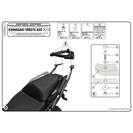 Csomagtartó alap Kawasaki Versys 650 (10-14) GIVI