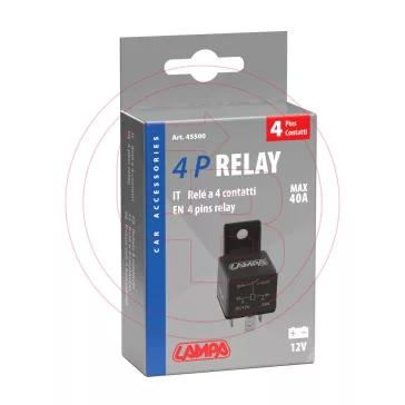 Relé 12V / 40A 4 lábú Univerzális