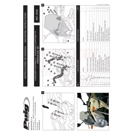 Plexi-szélvédő teljesen sötét színű YAMAHA XJ6 2009-2016 NAKED