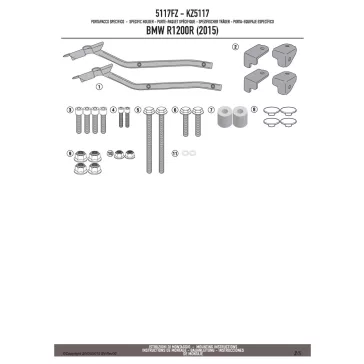   Csomagtartó alap BMW R 1200 R (2015-2018) / BMW R 1200 RS (2015-2018) / BMW R 1250 R (2019-2025) / BMW RS 1250 R (2019 > 2022)GIVI
