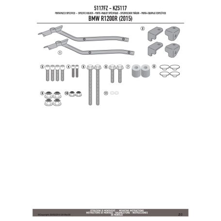 Csomagtartó alap BMW R 1200 R (2015-2018) / BMW R 1200 RS (2015-2018) / BMW R 1250 R (2019 > 2024) / BMW RS 1250 R (2019 > 2022)GIVI
