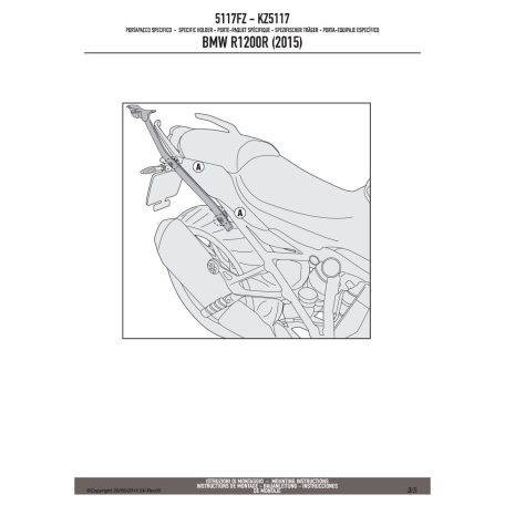 Csomagtartó alap BMW R 1200 R (2015-2018) / BMW R 1200 RS (2015-2018) / BMW R 1250 R (2019 > 2024) / BMW RS 1250 R (2019 > 2022)GIVI