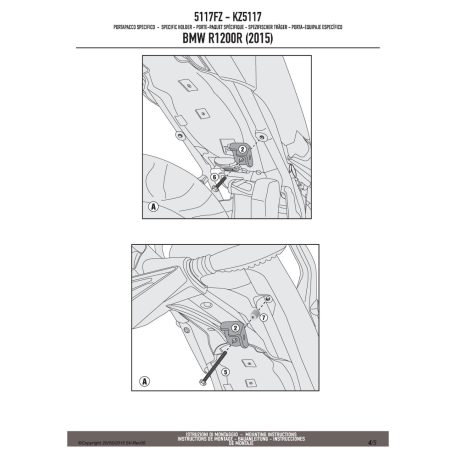 Csomagtartó alap BMW R 1200 R (2015-2018) / BMW R 1200 RS (2015-2018) / BMW R 1250 R (2019 > 2024) / BMW RS 1250 R (2019 > 2022)GIVI
