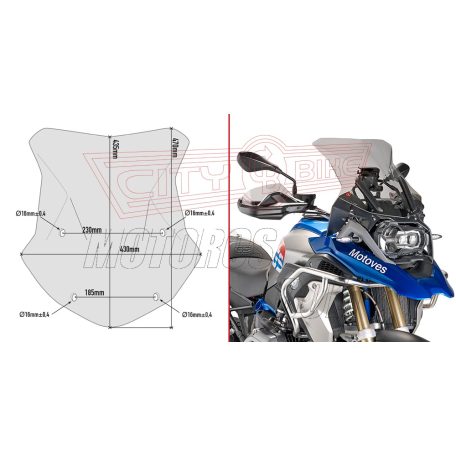 Plexi-szélvédő BMW R 1200 GS (2016-2018) / BMW R 1200 GS Adventure (2016-2018) / BMW R 1250 GS (2019-2023) / BMW R 1250 GS Adventure (2019-2024) GIVI