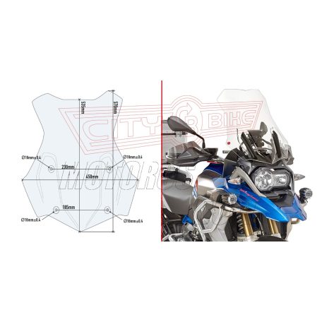 Plexi-szélvédő BMW R 1200 GS (2016-2018) / BMW R 1200 GS  Adventure (2016-2018) / BMW R 1250 GS (2019-2023) / BMW R 1250 GS Adventure (2019-2024) GIVI