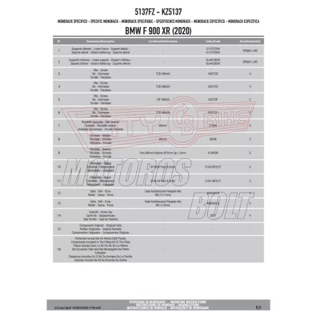 Csomagtartó alap BMW F 900 R (2020-2025) / BMW F 900 XR (2020-2025) GIVI