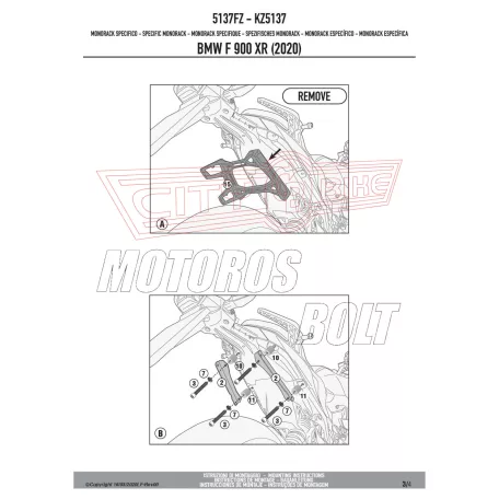 Csomagtartó alap BMW F 900 R (2020-2025) / BMW F 900 XR (2020-2025) GIVI