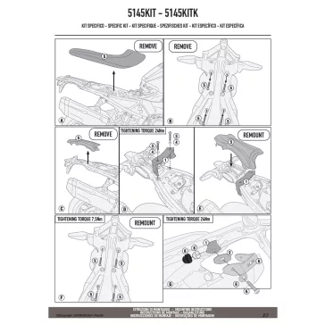   Kiegészítő szett oldaldoboz tartóhoz GIVI 5145KIT – BMW F 900 GS-hez (2024–2026, SR5145 nélkül)