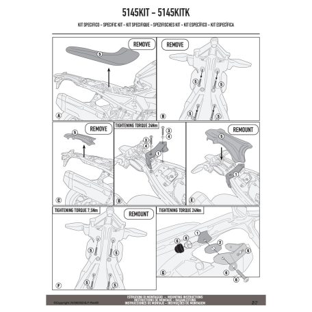 Kiegészítő szett oldaldoboz tartóhoz GIVI 5145KIT – BMW F 900 GS-hez (2024–2025, SR5145 nélkül)