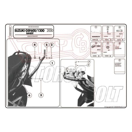 Csomagtartó alap Suzuki GSF 1200 Bandit / Bandit S (00-05) / Suzuki GSF 600 Bandit / Bandit S (00-04) GIVI