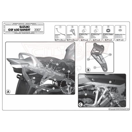 Csomagtartó alap SUZUKI (típuslista a leírásban) GIVI