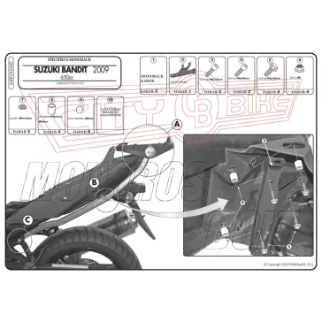   Csomagtartó alap Suzuki GSF 650 Bandit / GSF 650 Bandit S K9-L0-L1-L2-L3-L4 (09-15) GIVI