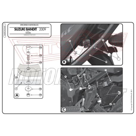 Csomagtartó alap Suzuki GSF 650 Bandit / GSF 650 Bandit S K9-L0-L1-L2-L3-L4 (09-15) GIVI