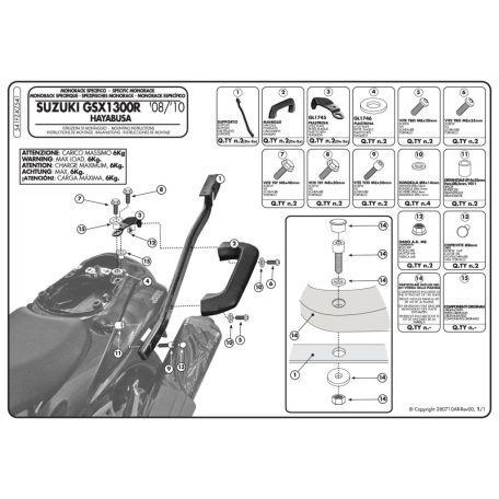 Csomagtartó alap Suzuki GSX 1300R Hayabusa (08-16) GIVI