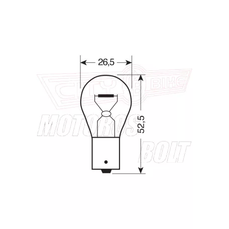 Izzó 12V 21W BAU15S 130fok sárga LAMPA