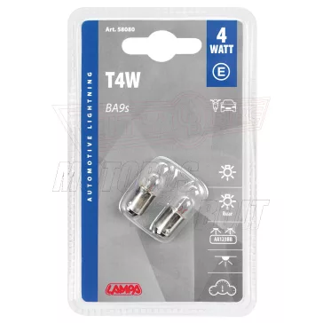 Izzó 12V 4W BA9S LAMPA (2db Izzót tartalmaz)
