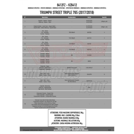 Csomagtartó alap TRIUMPH Street Triple 765 (2017-2018) GIVI