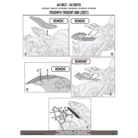 Kiegészítő szett oldaldoboz tartóhoz TRIUMPH Trident 660 (21-24) GIVI