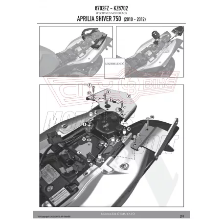 Csomagtartó alap Aprilia Shiver 750 (10-20) / Shiver 900 (10-20) GIVI