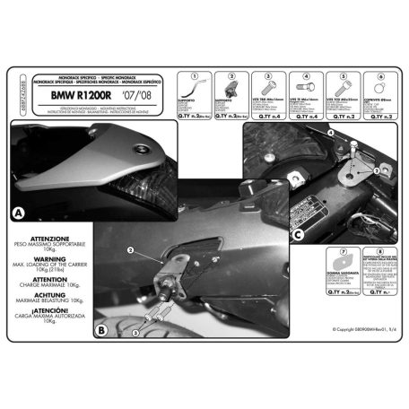 Csomagtartó alap BMW R 1200 R (06-10) GIVI
