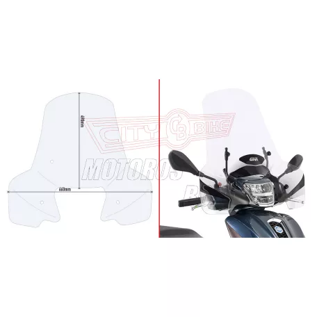 Plexi-szélvédő SYM HD (2019) / Piaggio Medley 125-150i-Get/Medley S 125-150i-Get (2020-2024) GIVI