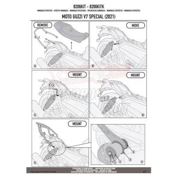   Kiegészítő szett csomagtartóhoz MOTO GUZZI V7 850 STONE / SPECIAL (2021-2026) motorokhoz GIVI