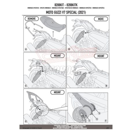 Kiegészítő szett csomagtartóhoz  MOTO GUZZI  V7 850 STONE / SPECIAL (21 > 24) motorokhoz GIVI