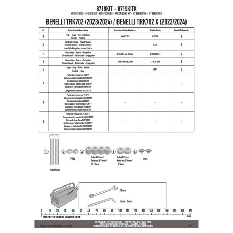 GIVI 8719KIT – Adapter Benelli TRK 702/702 X oldaldoboz-tartókhoz