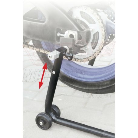 LAMPA motoremelő bak, hátsó kerékhez, gumis tartóval, állítható magasságú