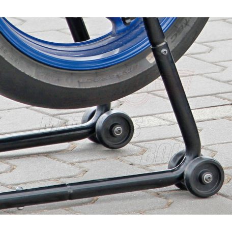 LAMPA motoremelő bak, hátsó kerékhez, gumis tartóval, állítható magasságú