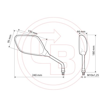Tükör Lampa SPACE menet M10x1,25 jobb (1pár)
