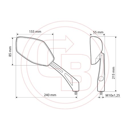 Tükör Lampa INFINITY menet M10x1,25 jobb (1pár)