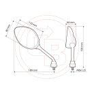 Tükör Lampa TORI menet M8x1,25 jobb (1pár)