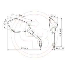 Tükör Lampa KABA menet M10x1,25 jobb (1pár)