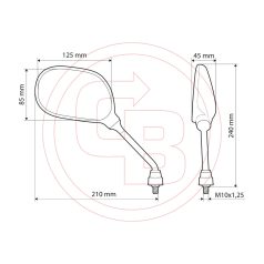 Tükör Lampa KIRO menet M10x1,25 jobb (1pár)
