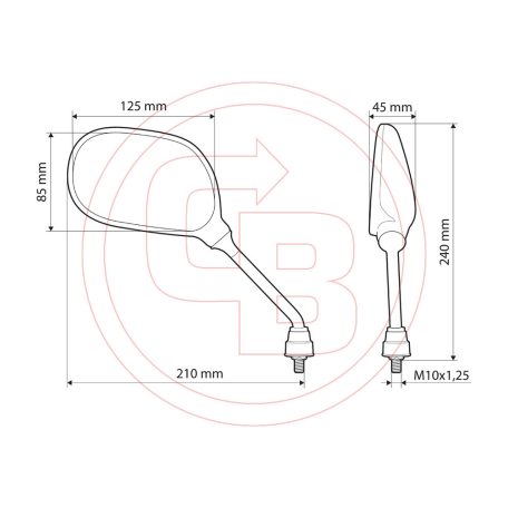Tükör Lampa KIRO menet M10x1,25 jobb (1pár)