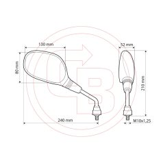 Tükör Lampa TRAX menet M10x1,25 jobb (1pár)