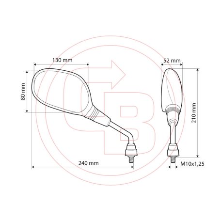 Tükör Lampa TRAX menet M10x1,25 jobb (1pár)