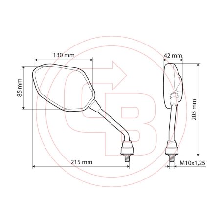 Tükör Lampa BORG menet M10x1,25 jobb (1pár)