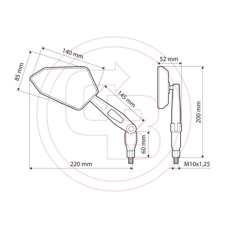 Tükör LAMPA Univerzális JAX menet M10x1,25 jobb (1 pár)