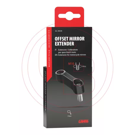 LAMPA 90539 tükörszélesítő M10 bal menettel – alumínium adapter, 40 mm kiterjesztés, 27 mm emelés