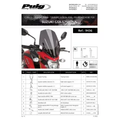   Plexi-szélvédő Suzuki GSX S750 (2017-2021) PUIG füst színű