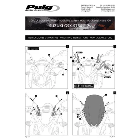Plexi-szélvédő Suzuki GSX S750 (2017-2021) PUIG füst színű